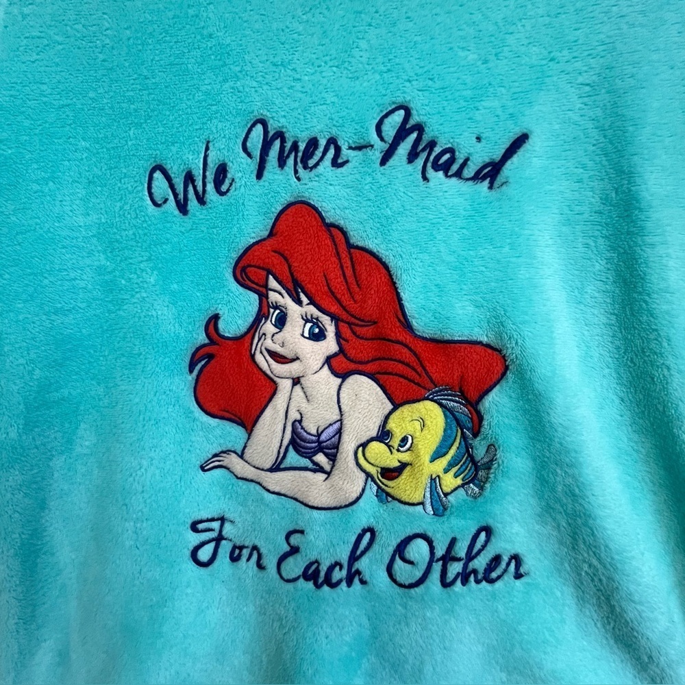 Disney Fleece Little Mermaid Ariel Pajamas Set Sz Small Blue - Picture 3 of 16